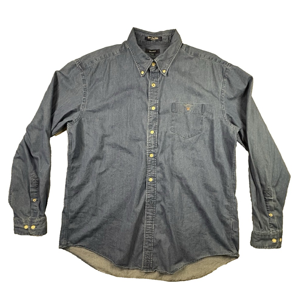 Gant Men's 2XL Upper East Indigo Denim Style Regular Fit LS Shirt SEE DESCRIPTIO